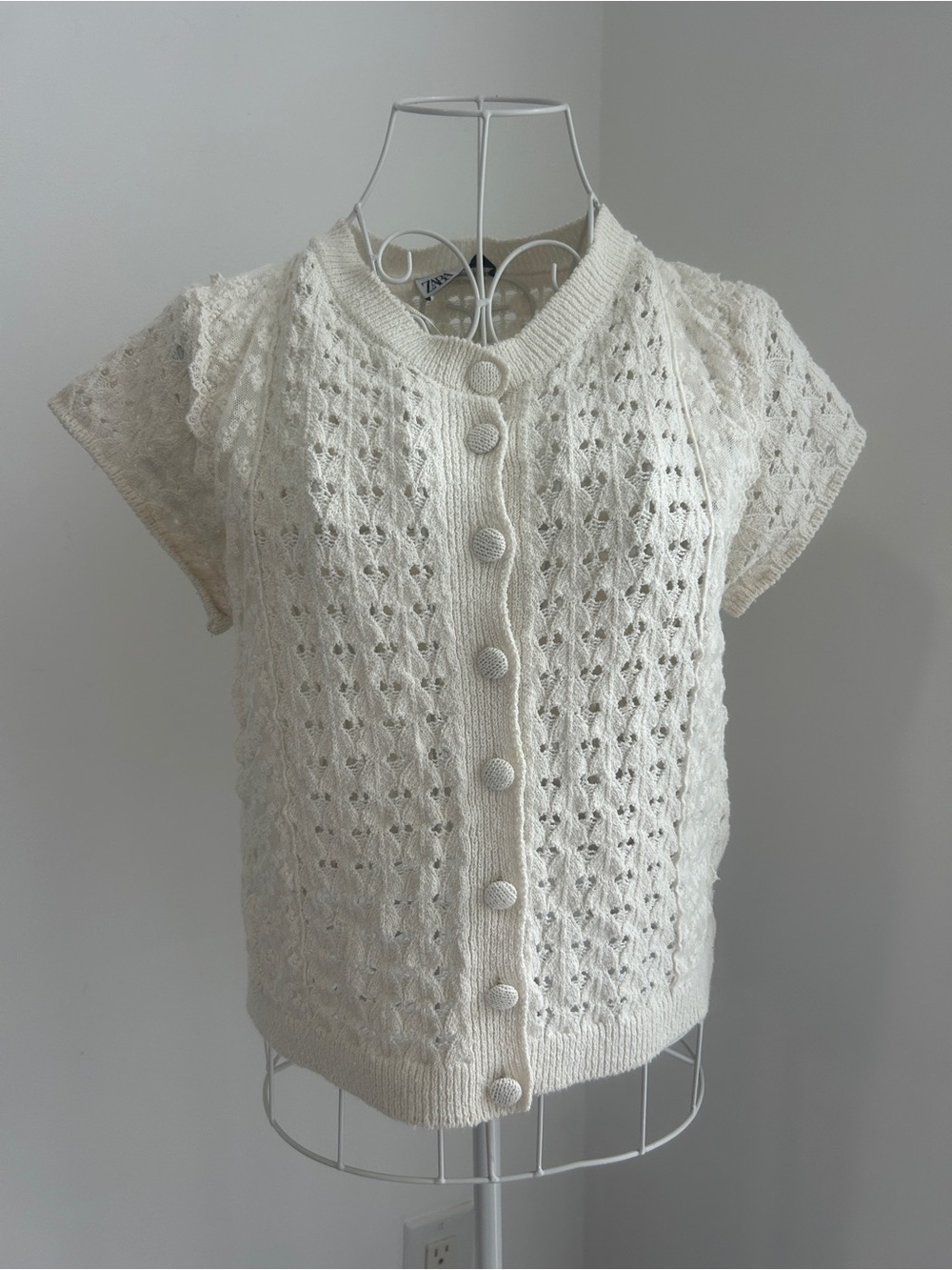 ZARA Crochet Short Sleeve Button
Up Top Cardigan